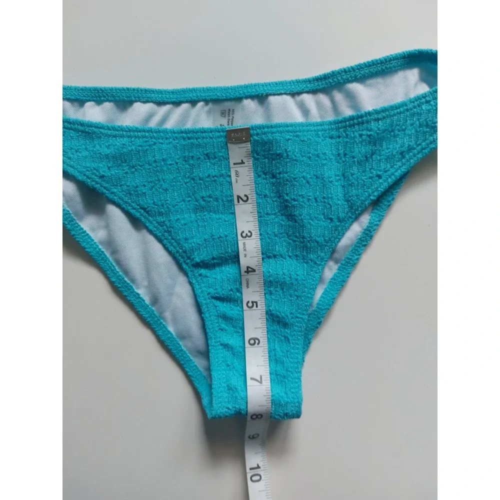 Women's 3‎ Piece Textured High Cut Halter Triangle Bikini Swimsuit Mint size S
